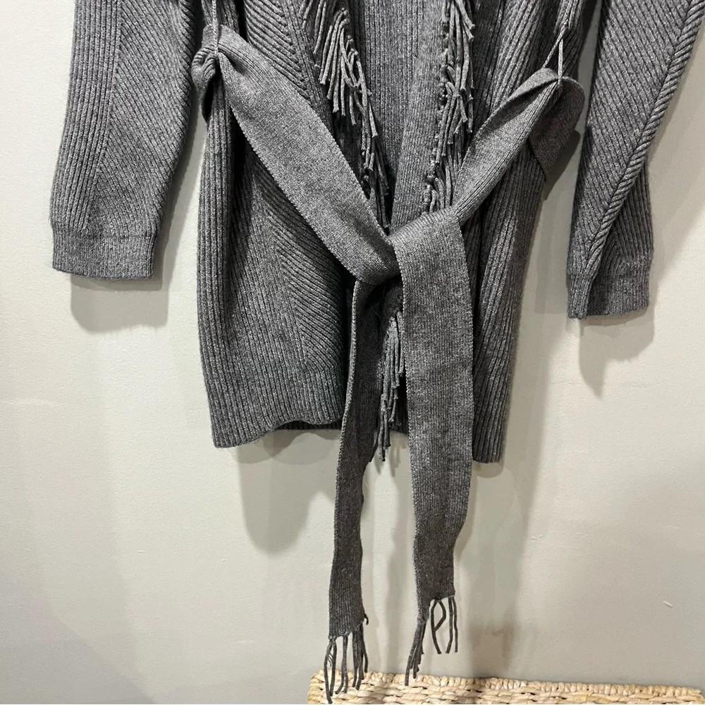 Splendid‎ Womens Gray Size Small Cora Fringe Wrap Jacket Cardigan Sweater Top